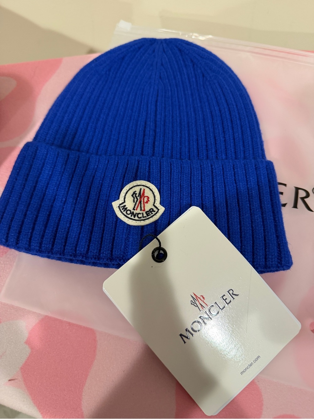 NWT Moncler Beanie Hat Royal Blue OS
